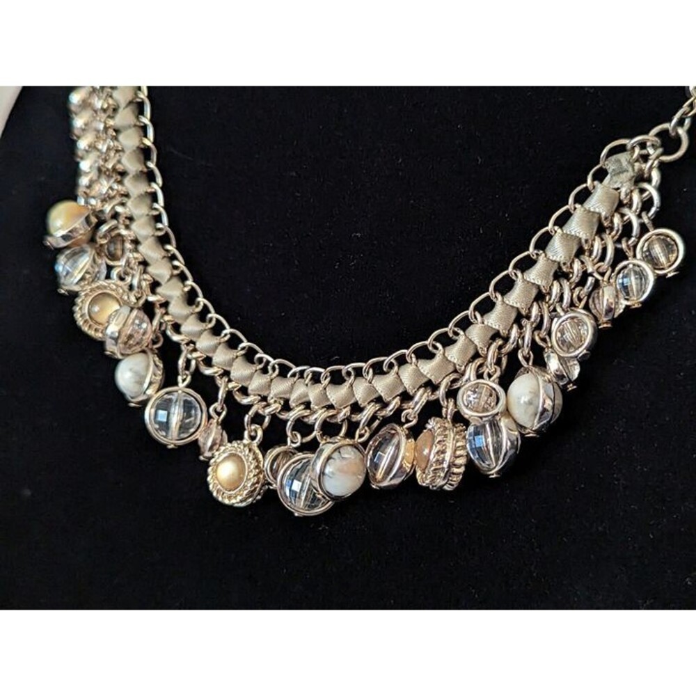 Statement Necklace With Ribbon And Bangles - Picture 2 of 8